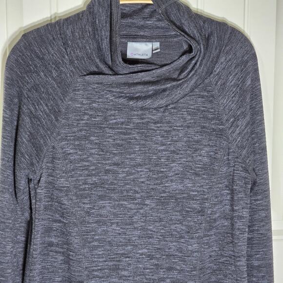 Athleta Techie Sweat Track Sweatshirt Gray X Small Kangaroo Pockets Poly/Spandex - Picture 5 of 7